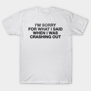I'm Sorry For What I Said When I Was Crashing Out T-Shirt