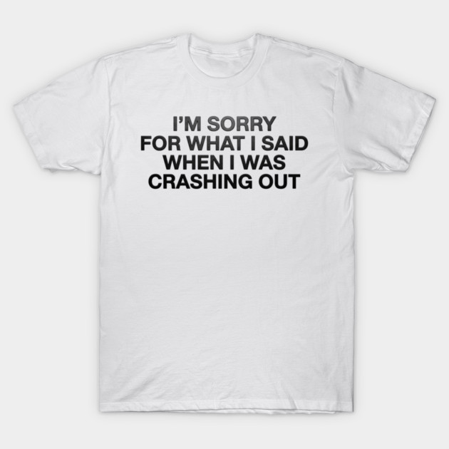 I'm Sorry For What I Said When I Was Crashing Out T-Shirt by ArtistTee ⭐⭐⭐⭐⭐