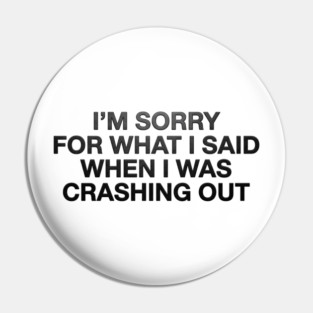 I'm Sorry For What I Said When I Was Crashing Out Pin