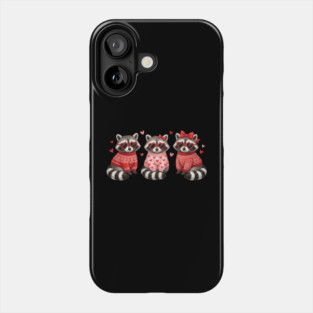 Three Raccoons Heart Sunglasses Valentine's Day Lover Phone Case