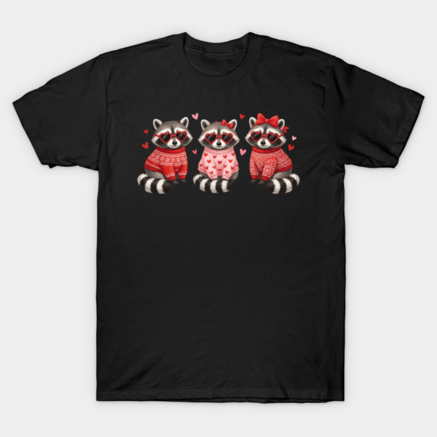 Three Raccoons Heart Sunglasses Valentine's Day Lover T-Shirt by ArtistTee ⭐⭐⭐⭐⭐