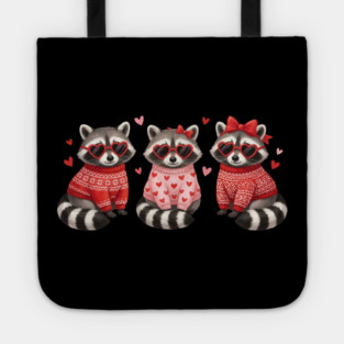 Three Raccoons Heart Sunglasses Valentine's Day Lover Tote