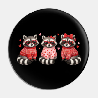 Three Raccoons Heart Sunglasses Valentine's Day Lover Pin
