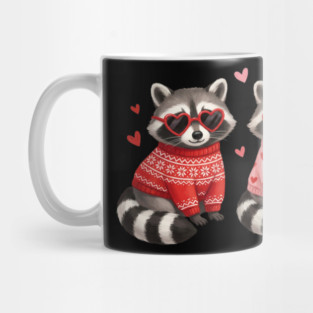 Three Raccoons Heart Sunglasses Valentine's Day Lover Mug