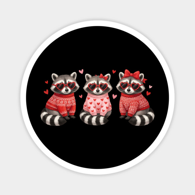 Three Raccoons Heart Sunglasses Valentine's Day Lover Magnet by ArtistTee ⭐⭐⭐⭐⭐