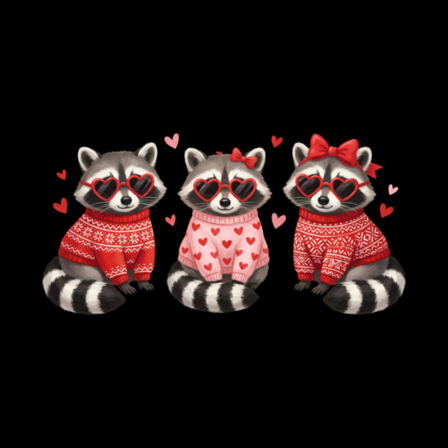 Three Raccoons Heart Sunglasses Valentine's Day Lover by ArtistTee ⭐⭐⭐⭐⭐