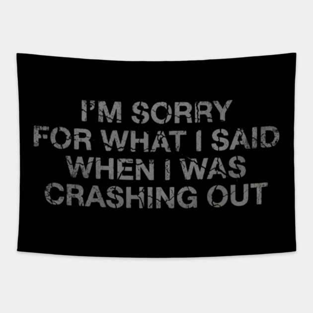 I'm Sorry For What I Said When I Was Crashing Lot Tapestry by ArtistTee ⭐⭐⭐⭐⭐