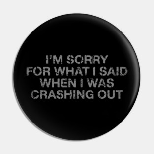 I'm Sorry For What I Said When I Was Crashing Lot Pin