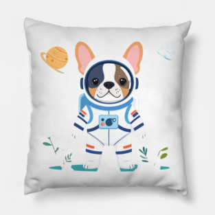 Cosmic French Bulldog Puppy Space Traveler Gift Pillow