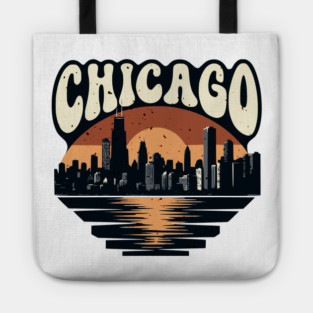 Chicago Skyline Retro Sunset: Vintage Willis Tower Tote