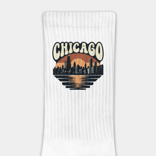 Chicago Skyline Retro Sunset: Vintage Willis Tower by Pixel Threads 