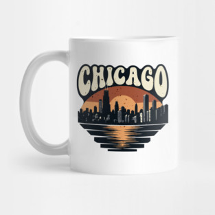 Chicago Skyline Retro Sunset: Vintage Willis Tower Mug