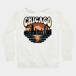 Chicago Skyline Retro Sunset: Vintage Willis Tower Hoodie