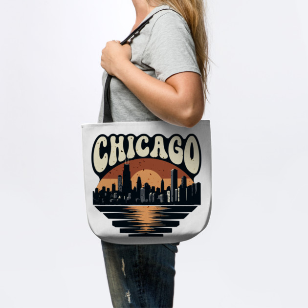 Chicago Skyline Retro Sunset: Vintage Willis Tower by Pixel Threads 