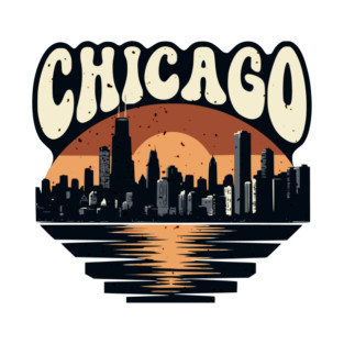 Chicago Skyline Retro Sunset: Vintage Willis Tower T-Shirt