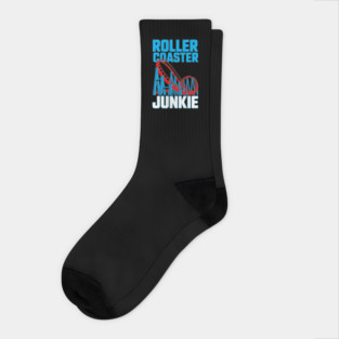 Roller Coaster Junkie Theme Park Thrill Seeker Socks
