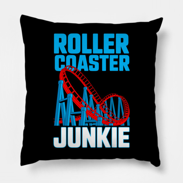 Roller Coaster Junkie Theme Park Thrill Seeker Pillow by belownormal