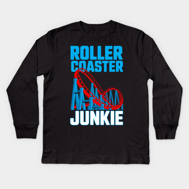 Roller Coaster Junkie Theme Park Thrill Seeker Kids Long Sleeve T-Shirt by belownormal