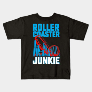 Roller Coaster Junkie Theme Park Thrill Seeker Kids T-Shirt