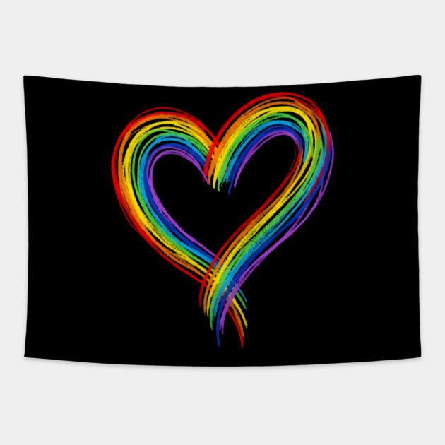 Rainbow Heart Tapestry by Creatifly Graphic Tees