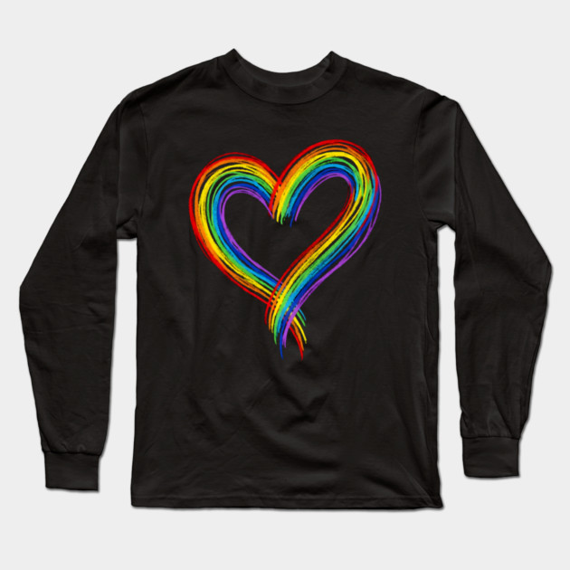 Rainbow Heart Long Sleeve T-Shirt by Creatifly Graphic Tees