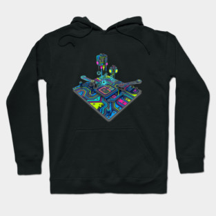 Neon Circuit Bot Lab Hoodie