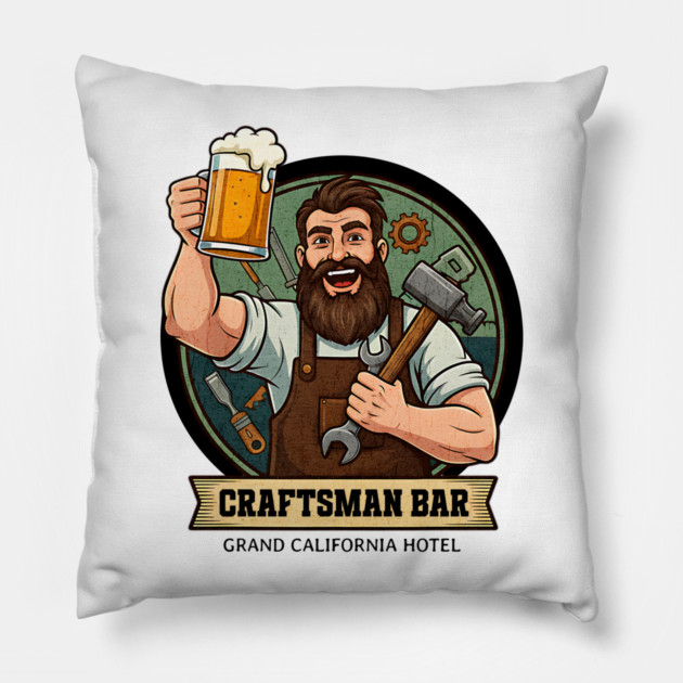 The Craftsman Bar Lounge Grand California Hotel Anaheim Pillow by Joaddo