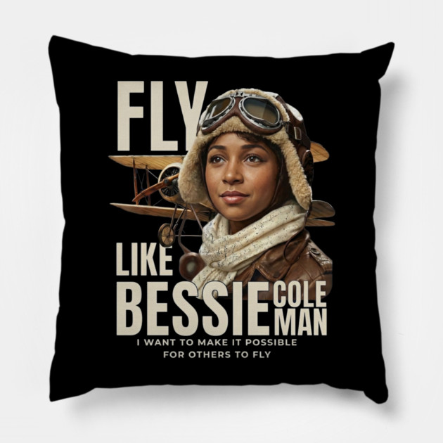 Fly Like Bessie Coleman - Black History Pillow by UrbanLifeApparel
