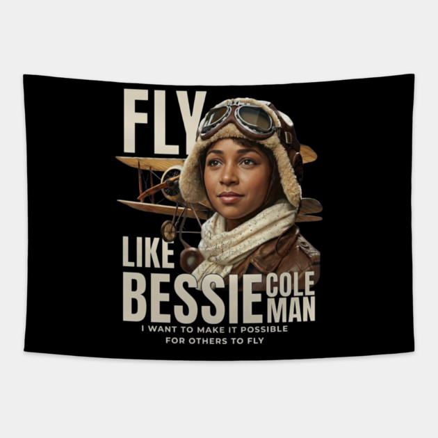 Fly Like Bessie Coleman - Black History Tapestry by UrbanLifeApparel