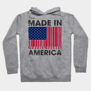 Made in America Barcode Flag Patriotic Humor Hoodie