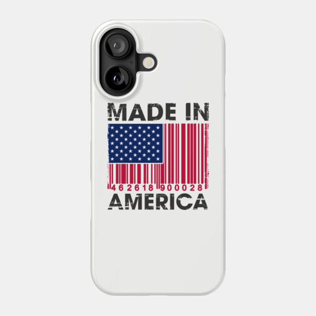 Made in America Barcode Flag Patriotic Humor Phone Case by Anticorporati