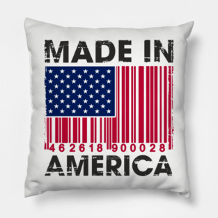 Made in America Barcode Flag Patriotic Humor Pillow