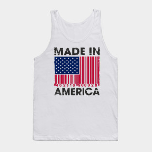 Made in America Barcode Flag Patriotic Humor Tank Top