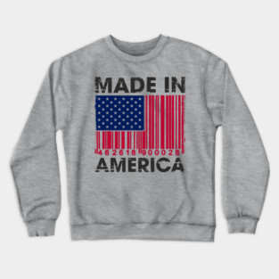 Made in America Barcode Flag Patriotic Humor Crewneck Sweatshirt