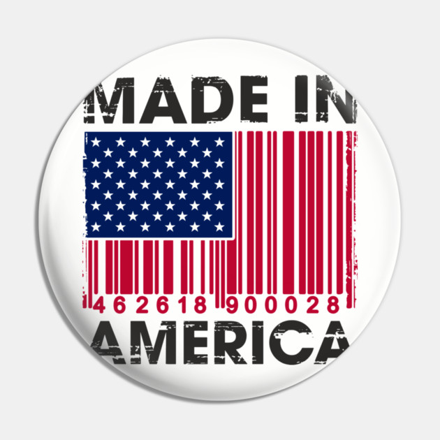 Made in America Barcode Flag Patriotic Humor Pin by Anticorporati