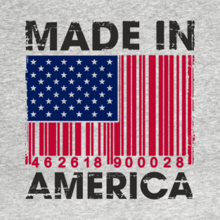 Made in America Barcode Flag Patriotic Humor T-Shirt