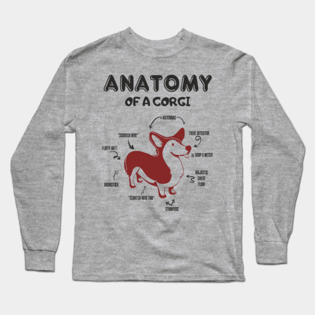 Anatomy of a Corgi Funny Cute Dog Chart Long Sleeve T-Shirt by Anticorporati