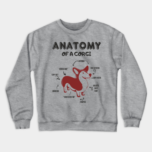 Anatomy of a Corgi Funny Cute Dog Chart Crewneck Sweatshirt by Anticorporati