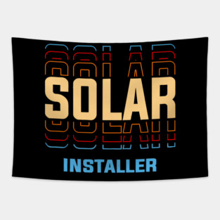 Solar Installer Job Title Vintage Retro Renewable Energy Professional Tapestry
