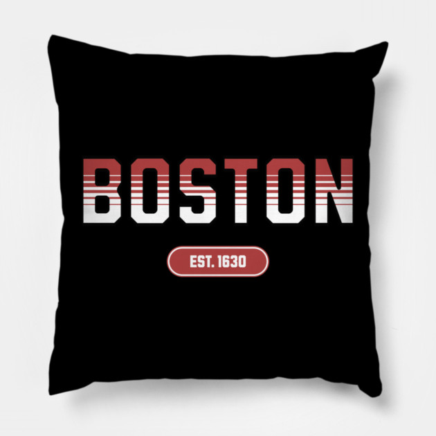 Boston 1630 Established - Retro Collegiate Style Pillow by Pixel Threads 