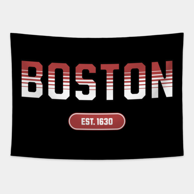 Boston 1630 Established - Retro Collegiate Style Tapestry by Pixel Threads 