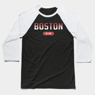 Boston 1630 Established - Retro Collegiate Style Baseball T-Shirt
