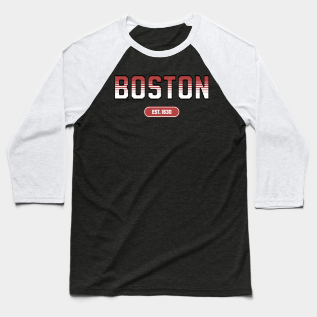 Boston 1630 Established - Retro Collegiate Style Baseball T-Shirt by Pixel Threads 
