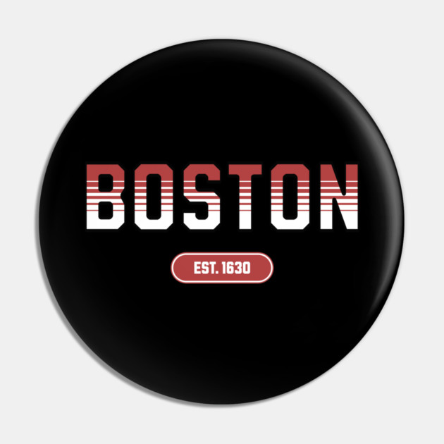 Boston 1630 Established - Retro Collegiate Style Pin by Pixel Threads 