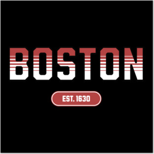 Boston 1630 Established - Retro Collegiate Style Posters and Art