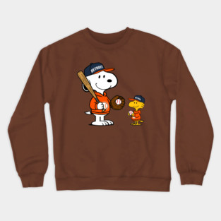 Houston Astros - Snoopy & Woodstock Baseball Style M021 Crewneck Sweatshirt