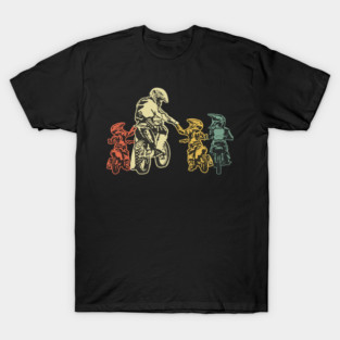 Dad Daddy Motorcycle Motocross Gift Father And Three Sons Vintage T-Shirt