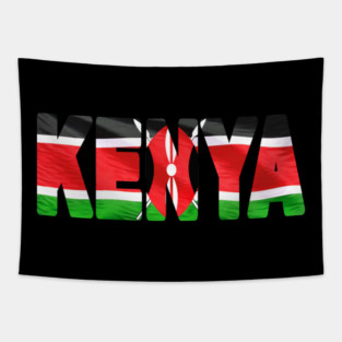 KENYA - Flag Flying in Wind cut to Letters Souvenir Sticker Shirt T-Shirt Tapestry