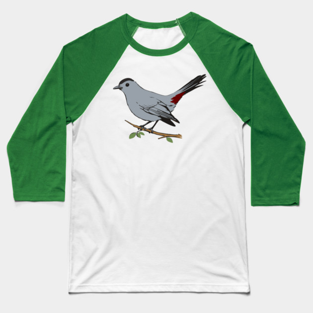 American Gray Catbird Baseball T-Shirt by DonWillisJrArt