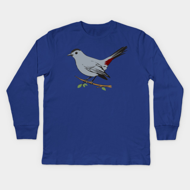 American Gray Catbird Kids Long Sleeve T-Shirt by DonWillisJrArt